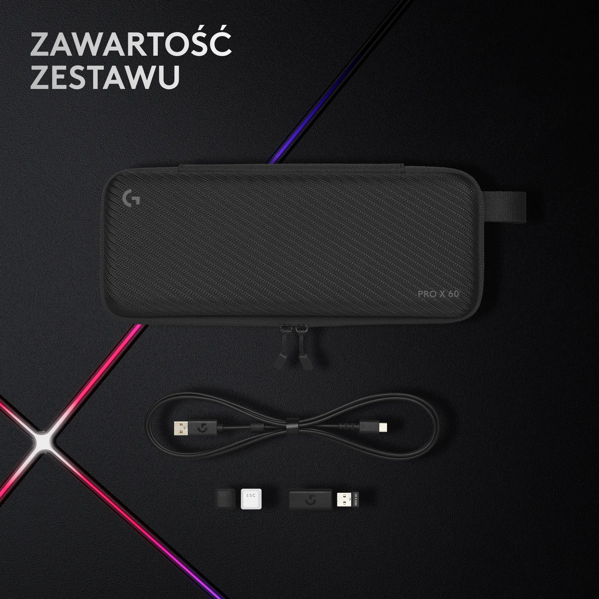 Klawiatura opto-mechaniczna Logitech Pro X 60 Lightspeed GX Tactile Czarny