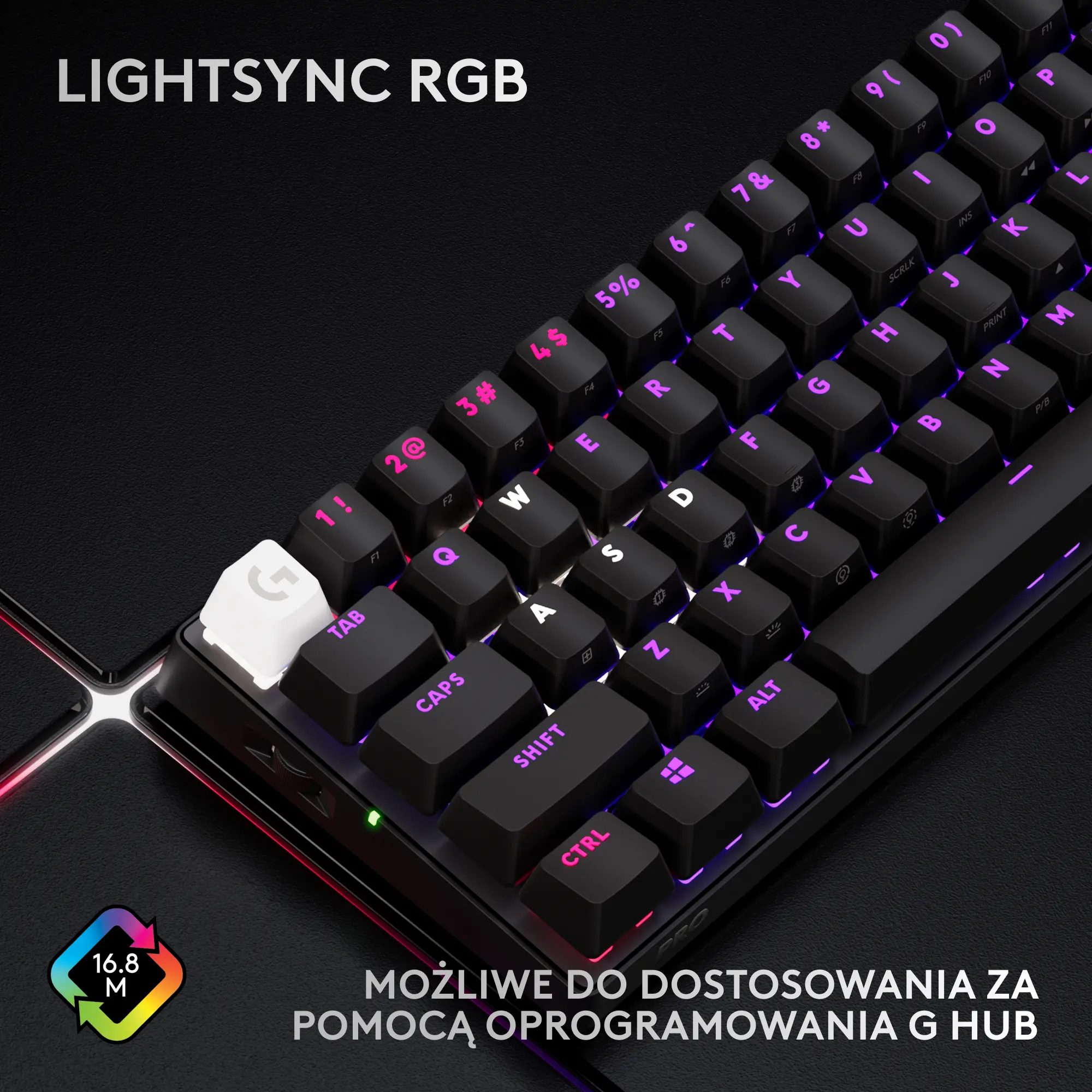 Klawiatura opto-mechaniczna Logitech Pro X 60 Lightspeed GX Tactile Czarny