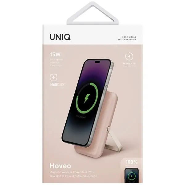 Powerbank UNIQ Hoveo 5000mAh Magnetic 20W Różowy