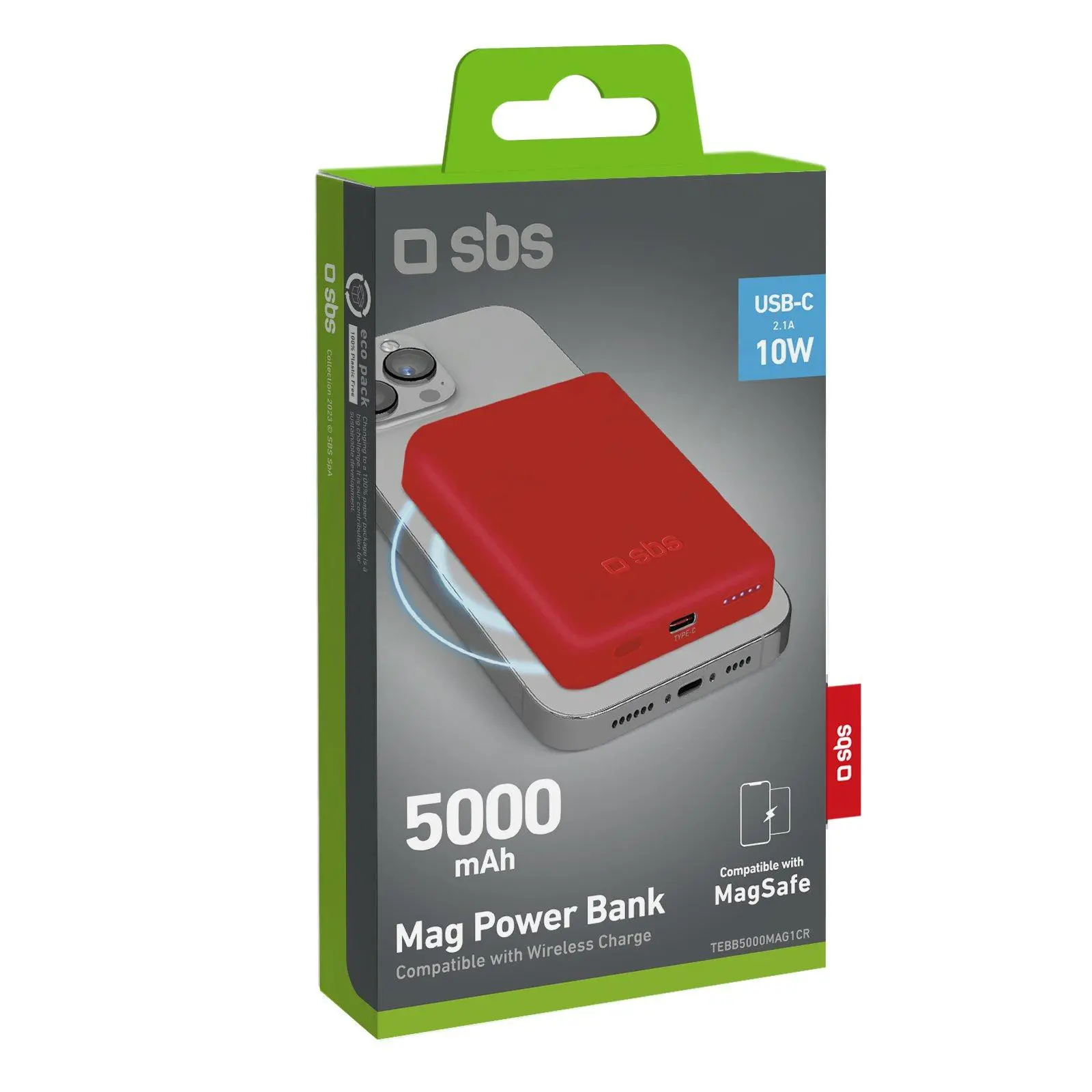 Powerbank SBS TEBB5000MAG1CR 5000mAh Magsafe 10W Czerwony