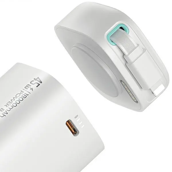 Powerbank USAMS Fast Charge XMF Series ze zwijanym kablem Lightning 18000mAh PD45W Biały