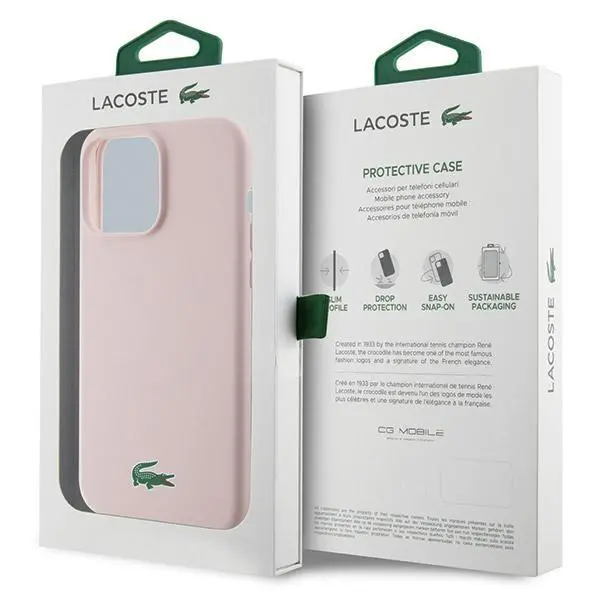 Etui Lacoste LCHMP15LSLOI Hardcase Silicone MagSafe do iPhone 15 Pro Różowy