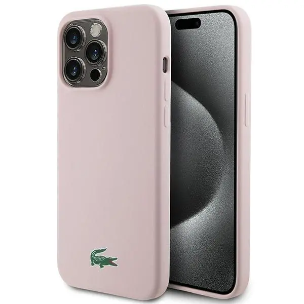 Etui Lacoste LCHMP15LSLOI Hardcase Silicone MagSafe do iPhone 15 Pro Różowy