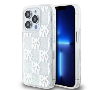 Etui DKNY Hardcase Liquid Glitter Multilogo do iPhone 15 Pro Biały