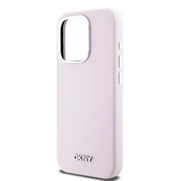 Etui DKNY Hardcase Liquid Silicone Small Metal Logo MagSafe do iPhone 15 Pro Różowy