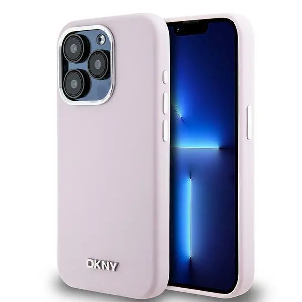 Etui DKNY Hardcase Liquid Silicone Small Metal Logo MagSafe do iPhone 15 Pro Różowy