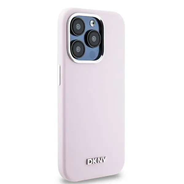 Etui DKNY Hardcase Liquid Silicone Small Metal Logo MagSafe do iPhone 15 Pro Różowy