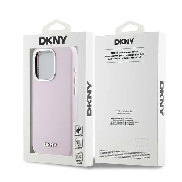 Etui DKNY Hardcase Liquid Silicone Small Metal Logo MagSafe do iPhone 15 Pro Różowy