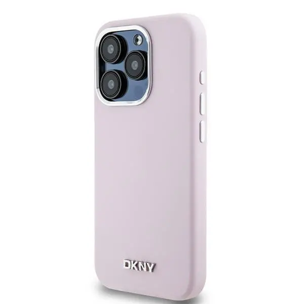 Etui DKNY Hardcase Liquid Silicone Small Metal Logo MagSafe do iPhone 15 Pro Różowy