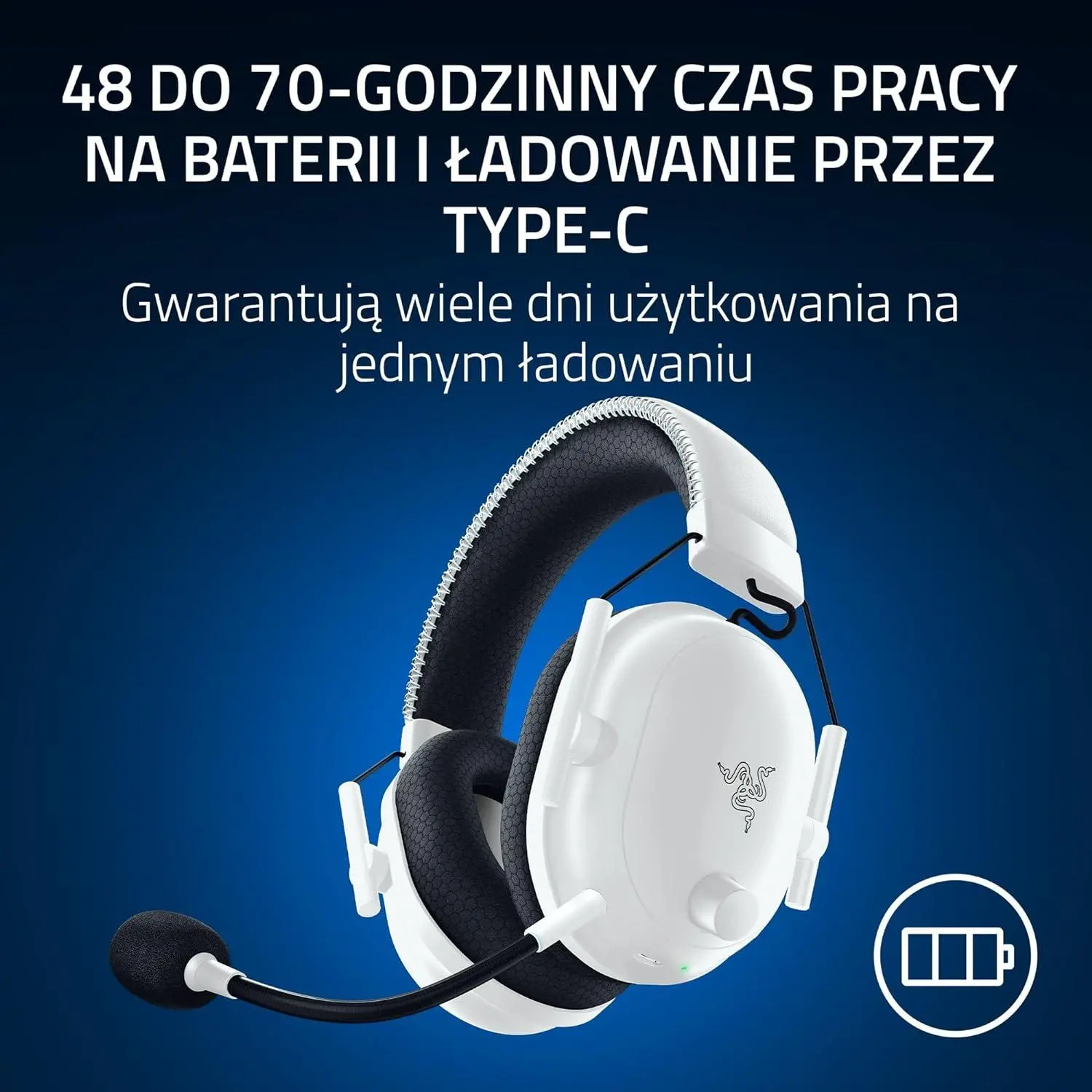 Słuchawki bezprzewodowe z mikrofonem Razer BlackShark V2 Pro PlayStation Nauszne Biały