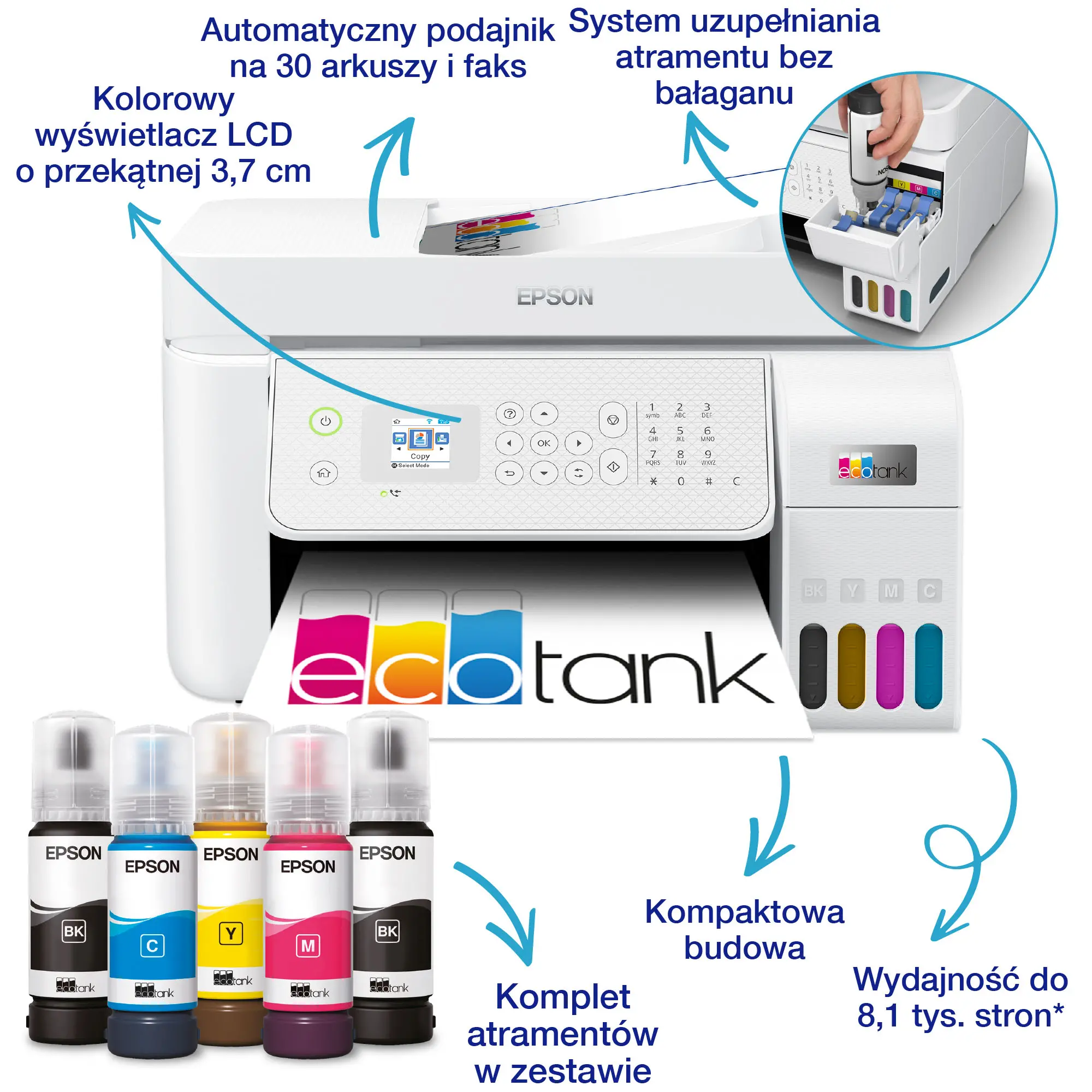 Urządzenie wielofunkcyjne Epson EcoTank L5316 WiFi Biały