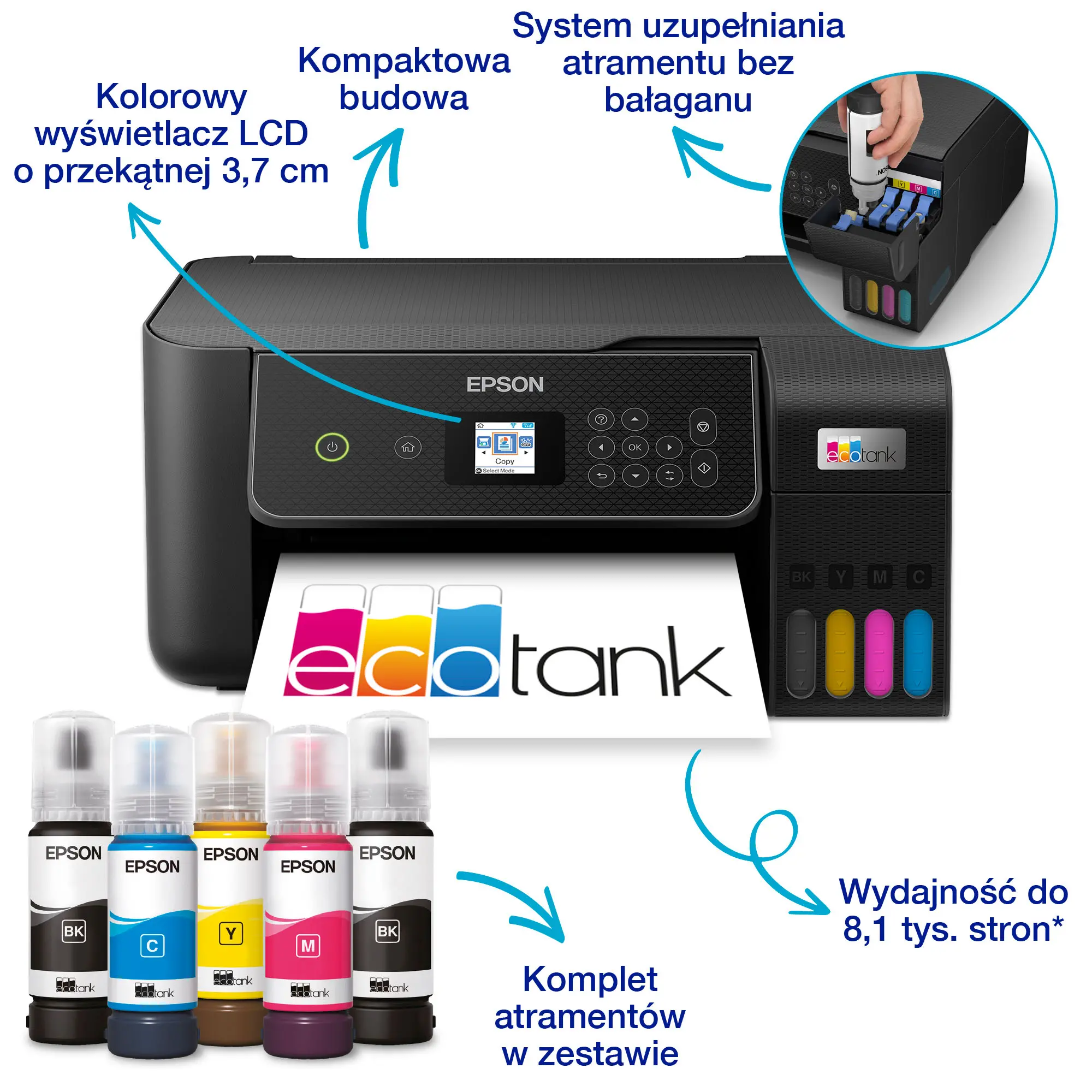Urządzenie wielofunkcyjne Epson EcoTank L3280 WiFi Czarny