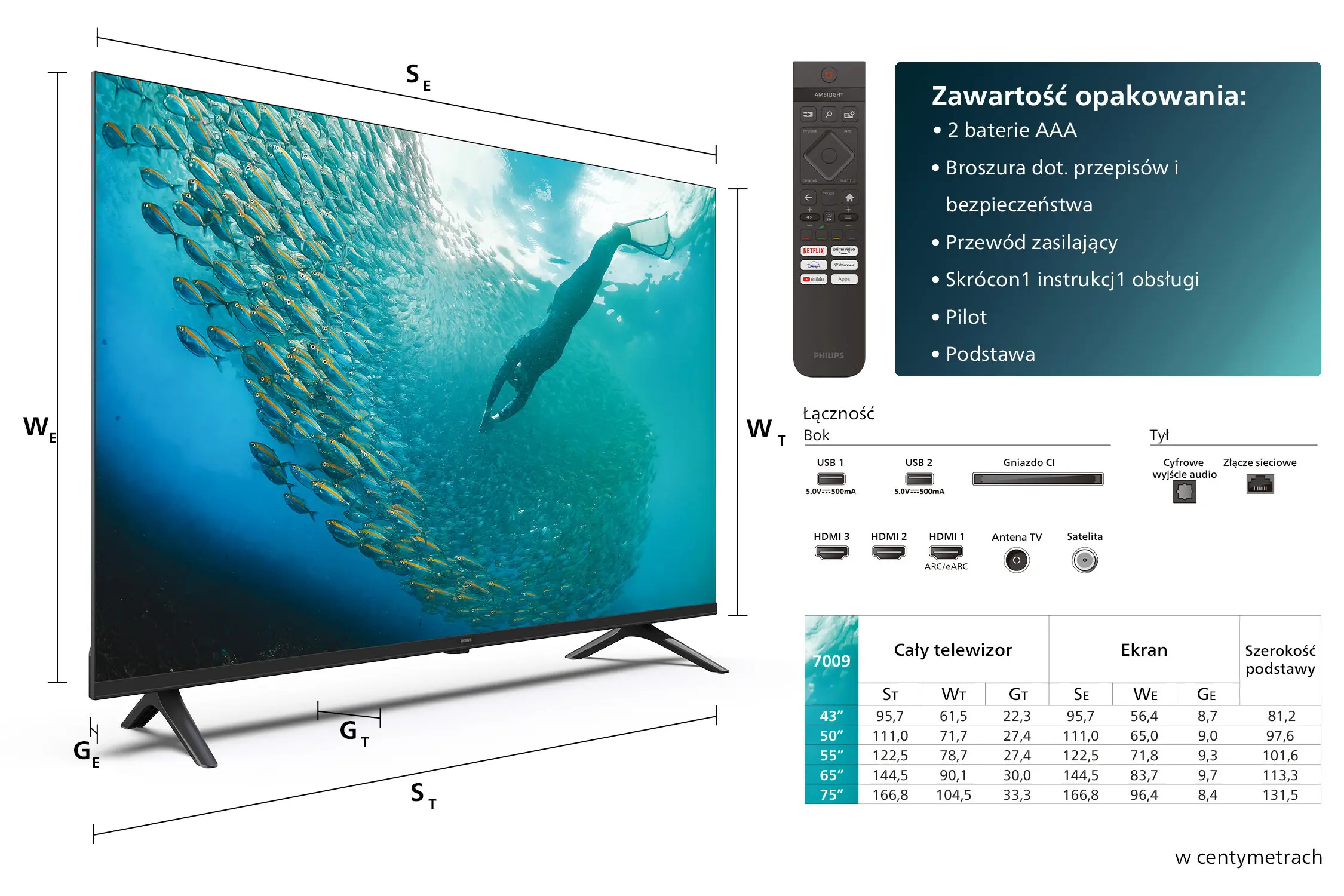 Telewizor Philips 75PUS7009/12  75" LED 4K Smart TV Dolby Atmos DVB-T2
