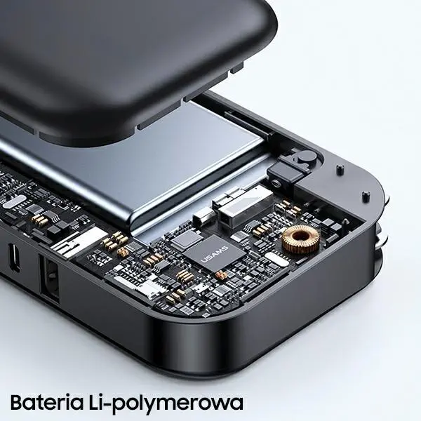 Powerbank USAMS PB63 3w1 10000mAh 20W Wtyczka US/EU Czarny