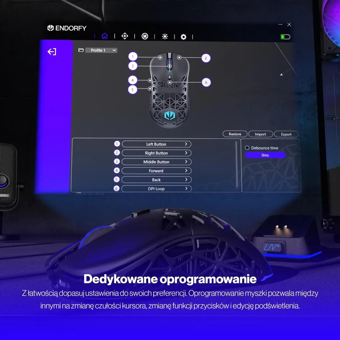 Myszka gamingowa Endorfy LIV Plus Wireless Czarny