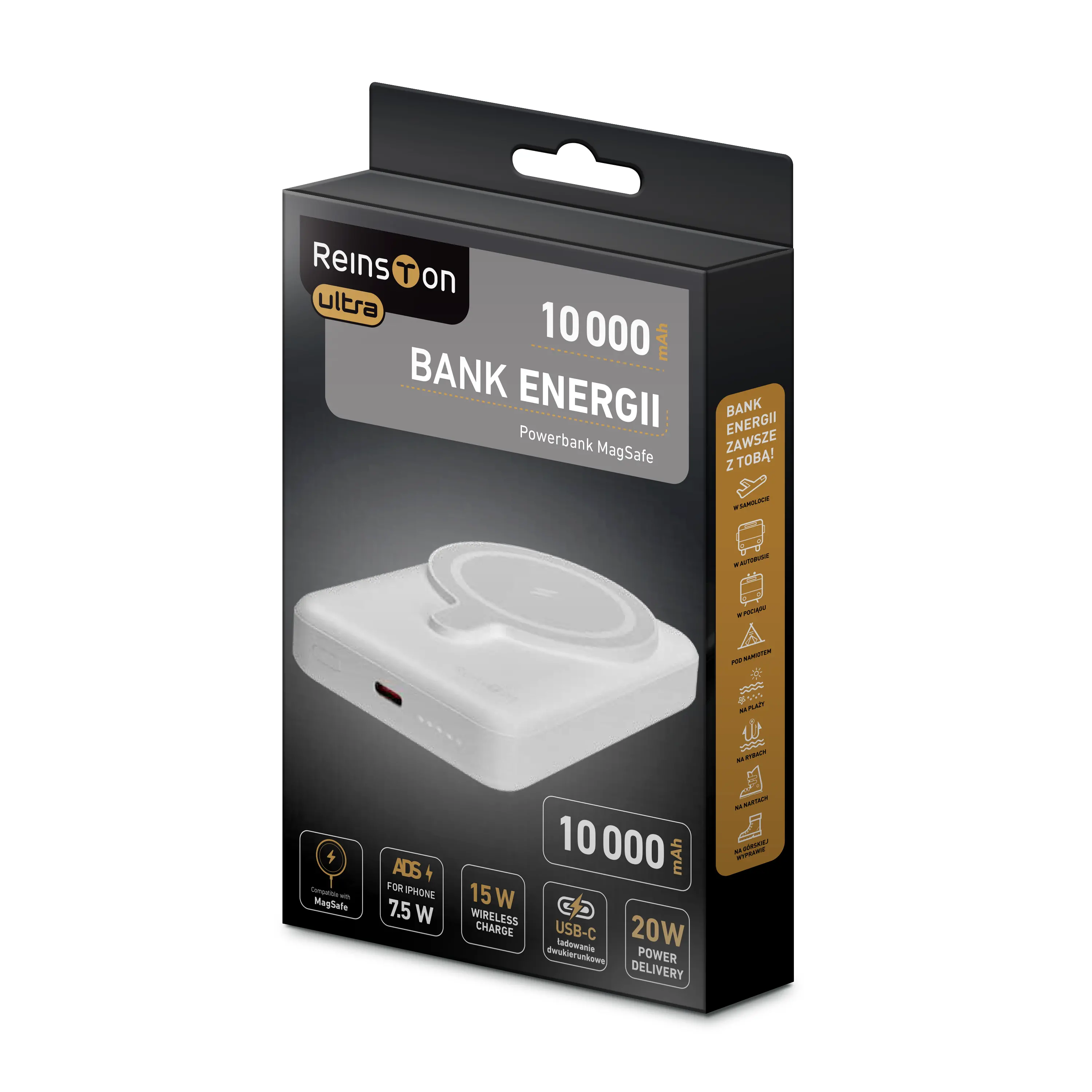 Powerbank Reinston EPB10MAGSF 10000mAh PD 20W Biały