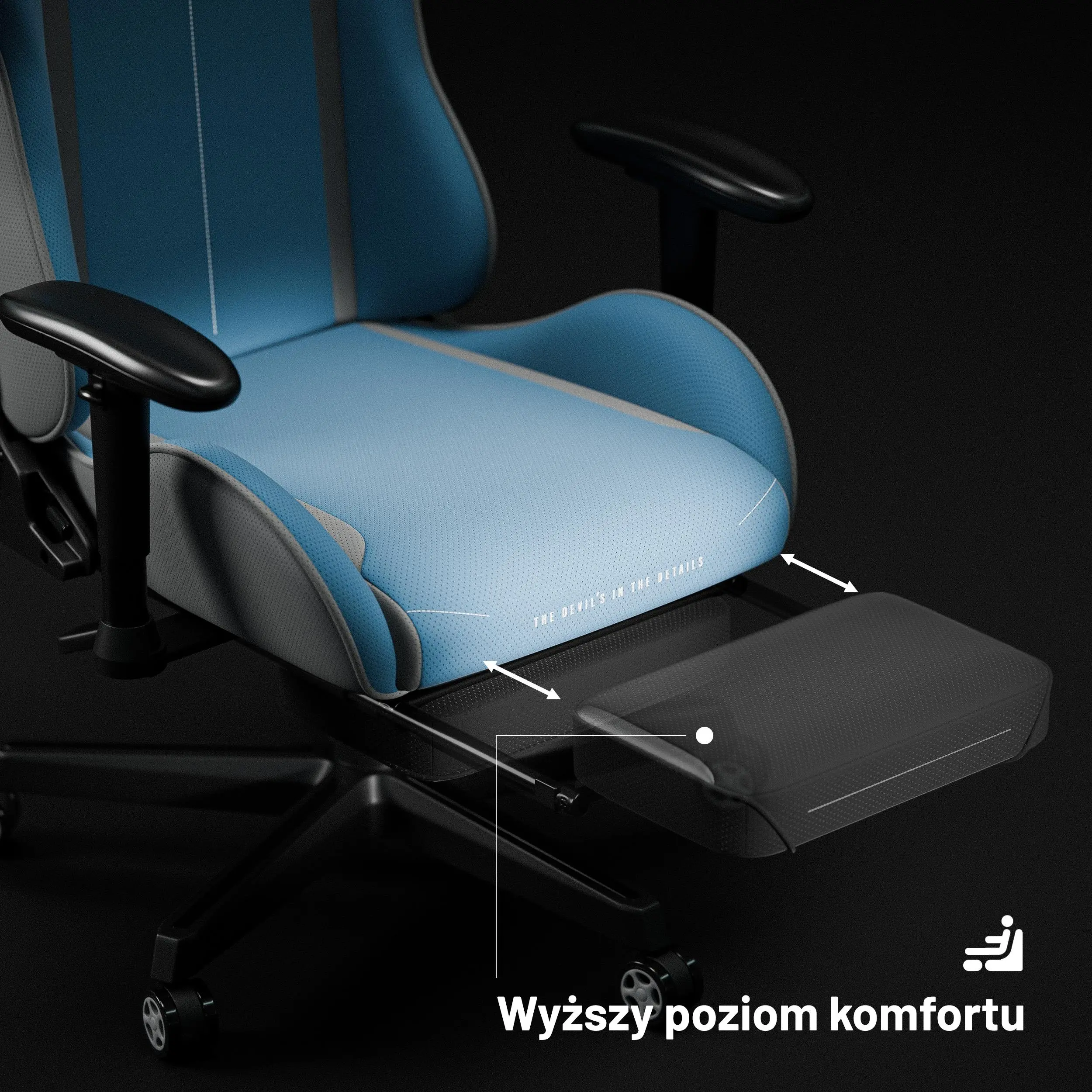 Fotel Diablo Chairs X-Starter Gamingowy do 136kg Tkanina Niebieski