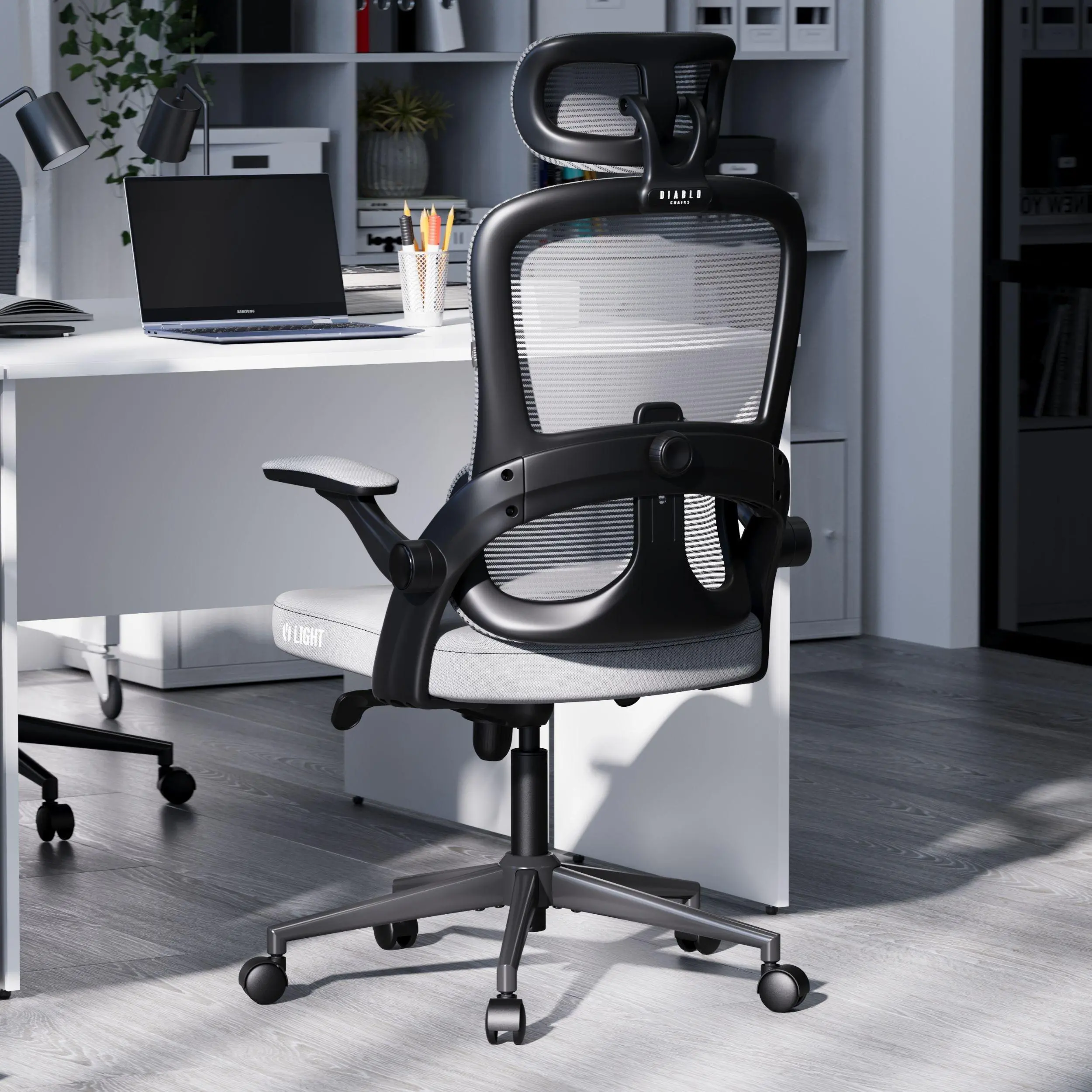 Fotel Diablo Chairs V-Light Biurowy do 110kg Tkanina Szary