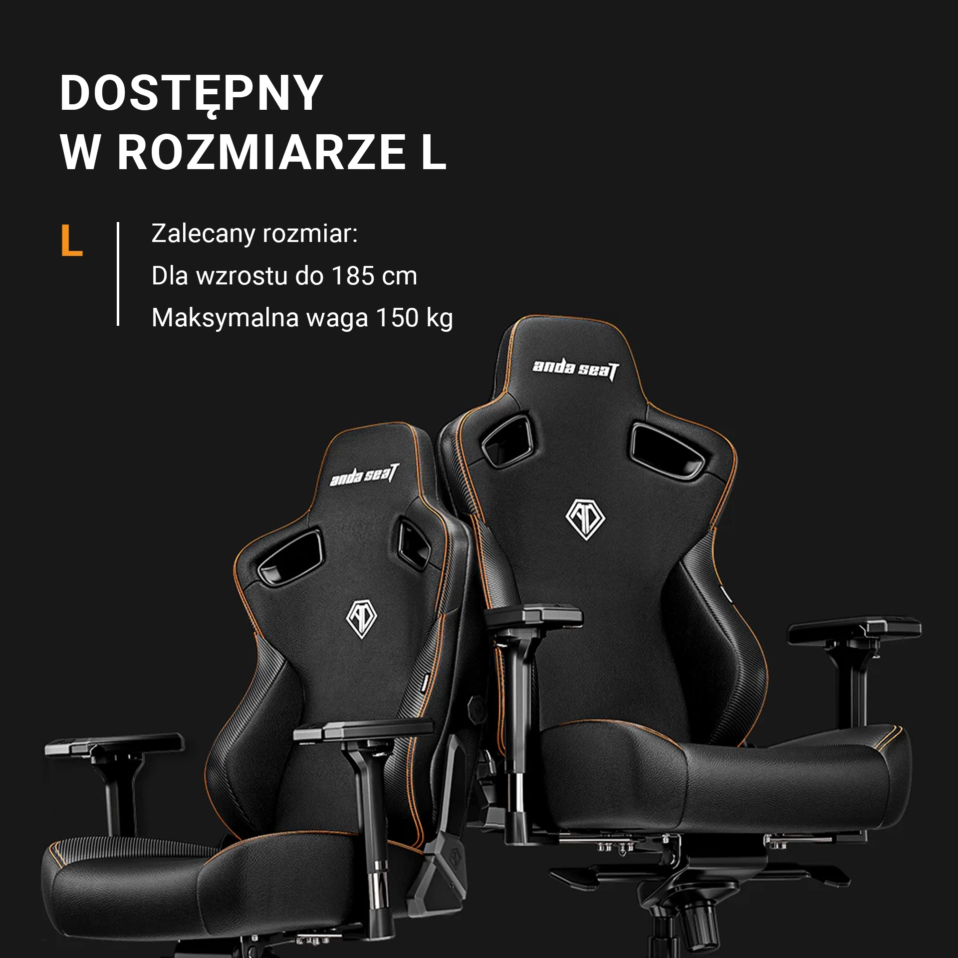 Fotel Anda Seat Kaiser 3 L Gamingowy do 150kg Skóra ECO Pomarańczowy