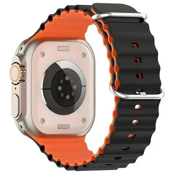 Pasek Beline Silicone Waves do Apple Watch 42/44/45/49mm Czarno-pomarańczowy