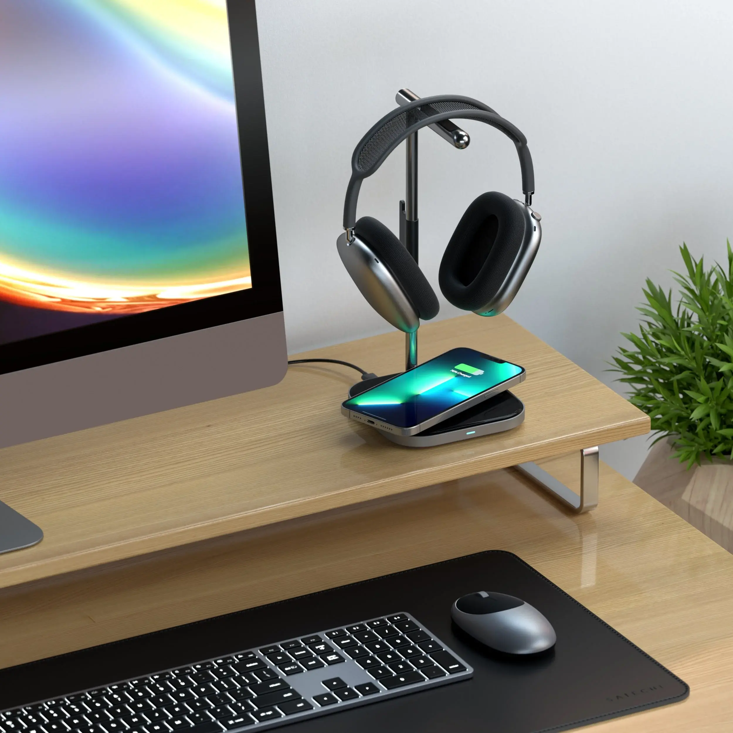 Ładowarka indukcyjna Satechi ST-UCHSMCM 2w1 Headphone Stand with Wireless Charger