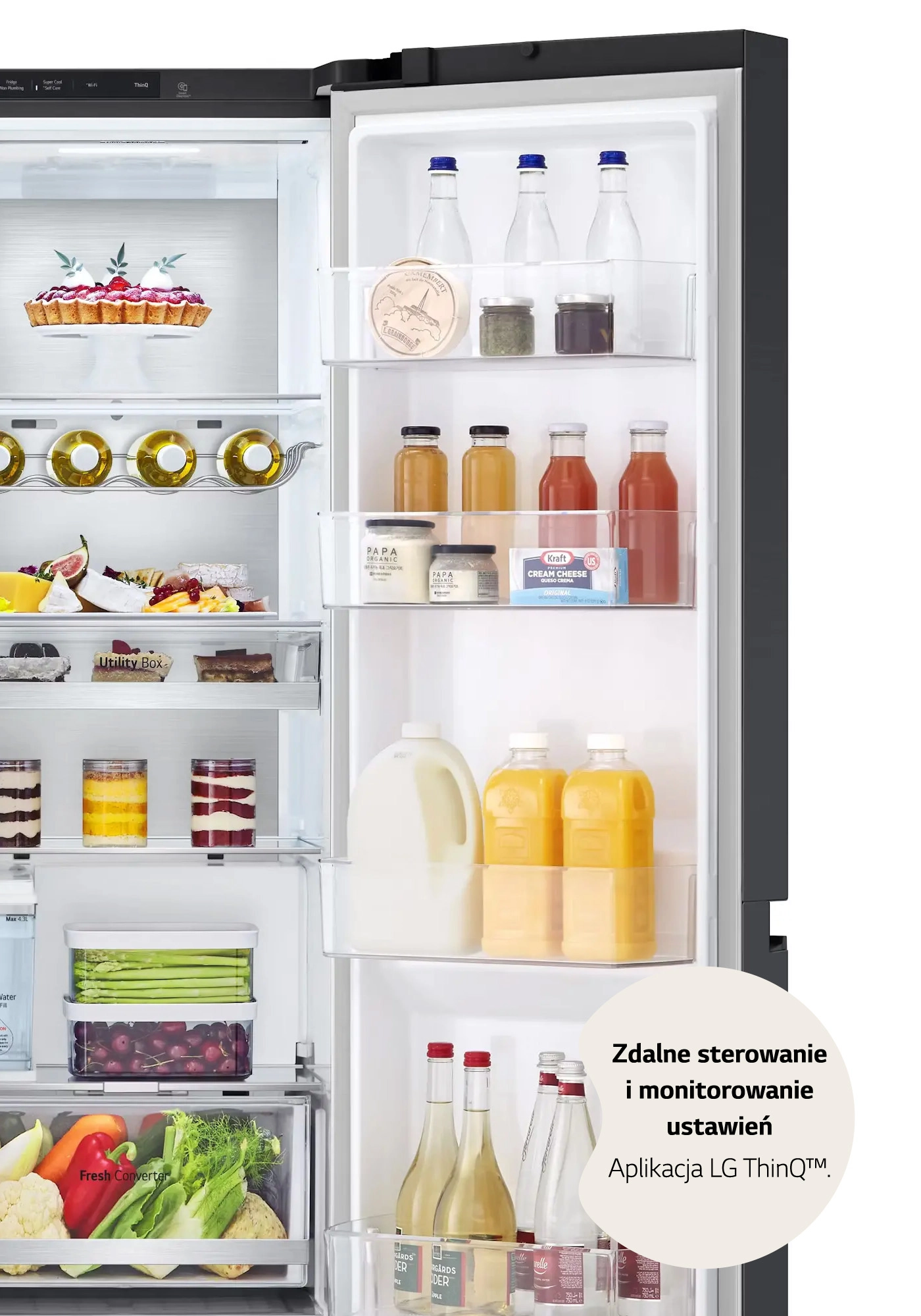 Lodówka LG SBS GSLE91EVAC Pełny No Frost 179cm Dystrybutor wody Zdalne sterowanie Ciemny grafit stal