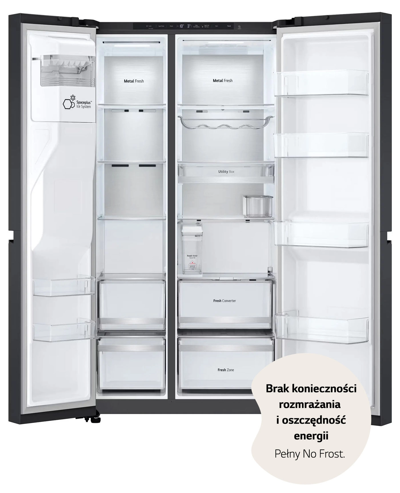 Lodówka LG SBS GSLE91EVAC Pełny No Frost 179cm Dystrybutor wody Zdalne sterowanie Ciemny grafit stal