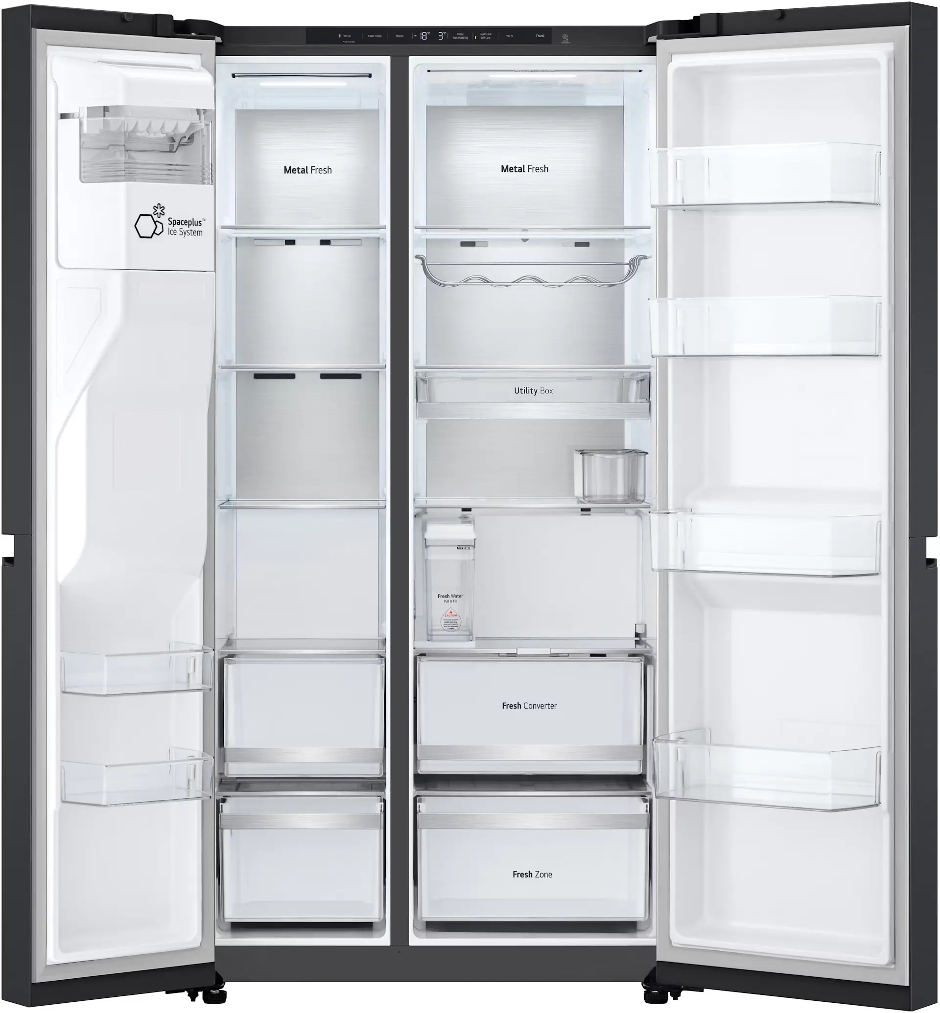 Lodówka LG SBS GSLE91EVAC Pełny No Frost 179cm Dystrybutor wody Zdalne sterowanie Ciemny grafit stal