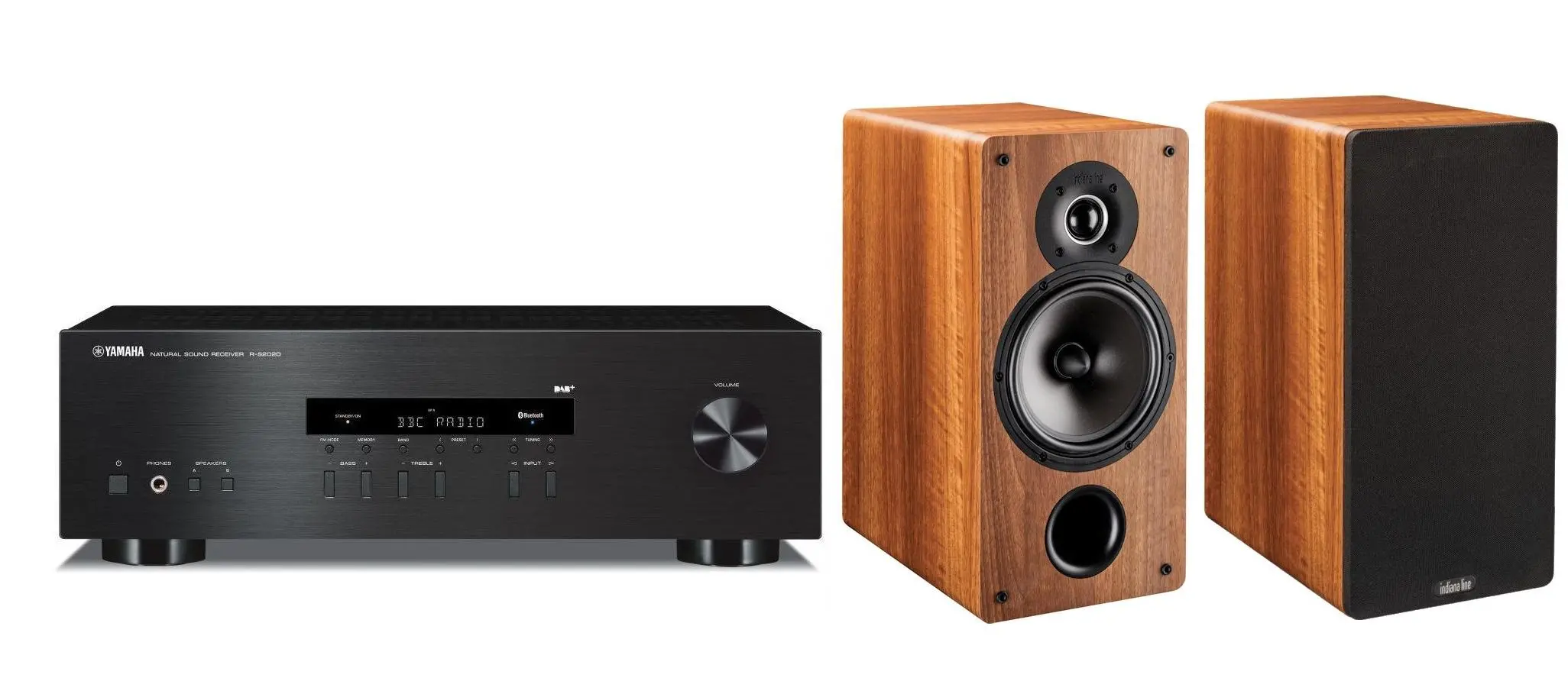 Zestaw stereo Yamaha R-S202D Czarny, Indiana Line Nota Tesi 261 L Orzech