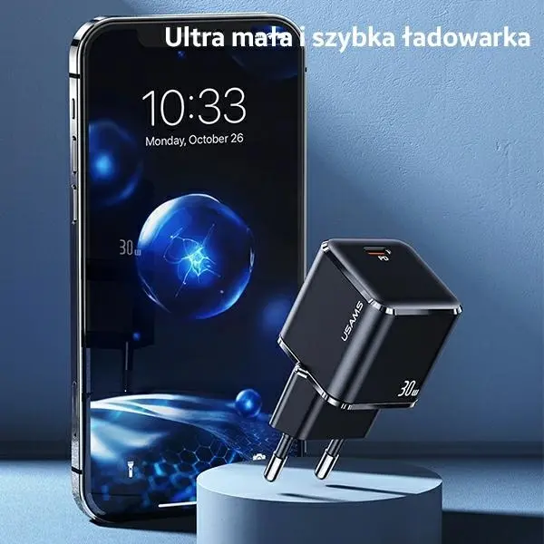 Ładowarka sieciowa USAMS T45 USB-C MINI 30W PD FC Czarny