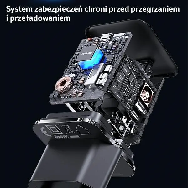 Ładowarka sieciowa USAMS T45 USB-C MINI 30W PD FC Czarny