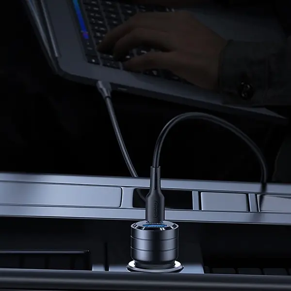 Ładowarka samochodowa USAMS C36 USB+USB-C 95W Fioletowy