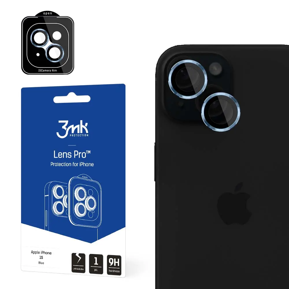 Szkło hybrydowe 3mk Lens Protection Pro do Apple iPhone 15 Blue