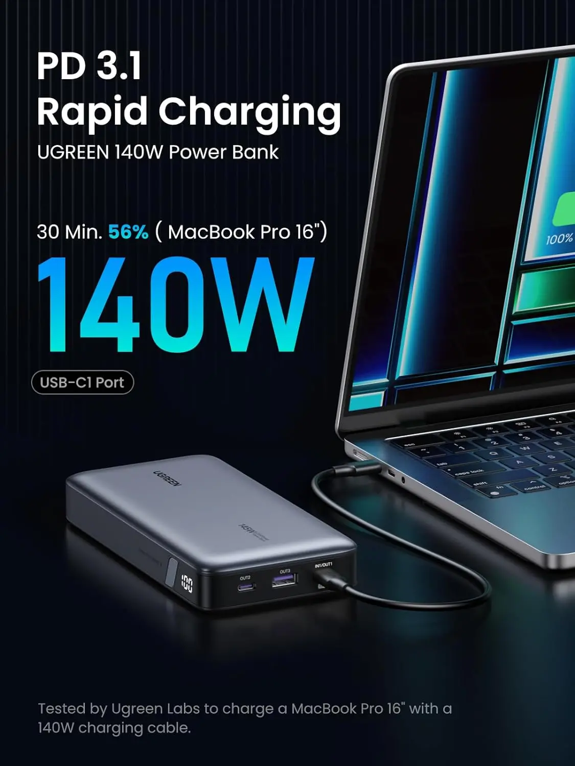 Powerbank UGREEN PB205 25000mAh PD 145W Szary
