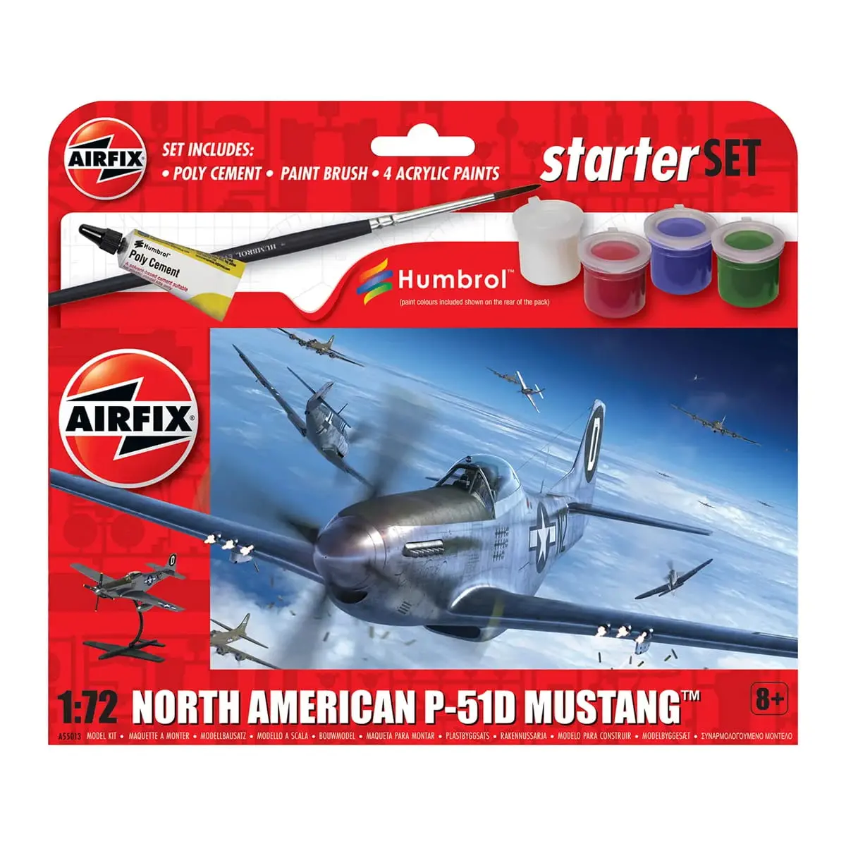 Model do sklejania Airfix A55013 Starter Set - North American P-51D Mustang