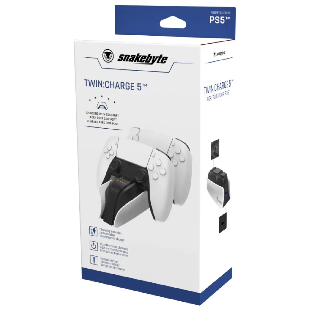 Ładowarka Snakebyte SB916168 TWIN:CHARGE 5 do padów PS5 Biały