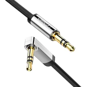 Kabel telefoniczny UGREEN AV119 Kątowy mini jack 3,5 mm AUX 1m Czarny
