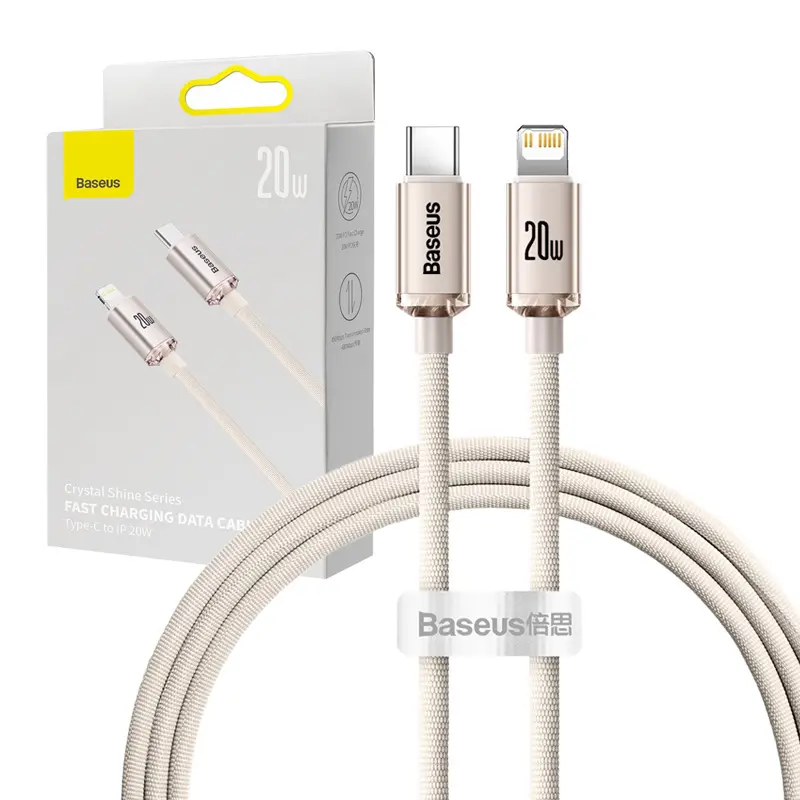 Kabel Baseus USB-C do Lightning Crystal Shine 20W 1,2m Różowy