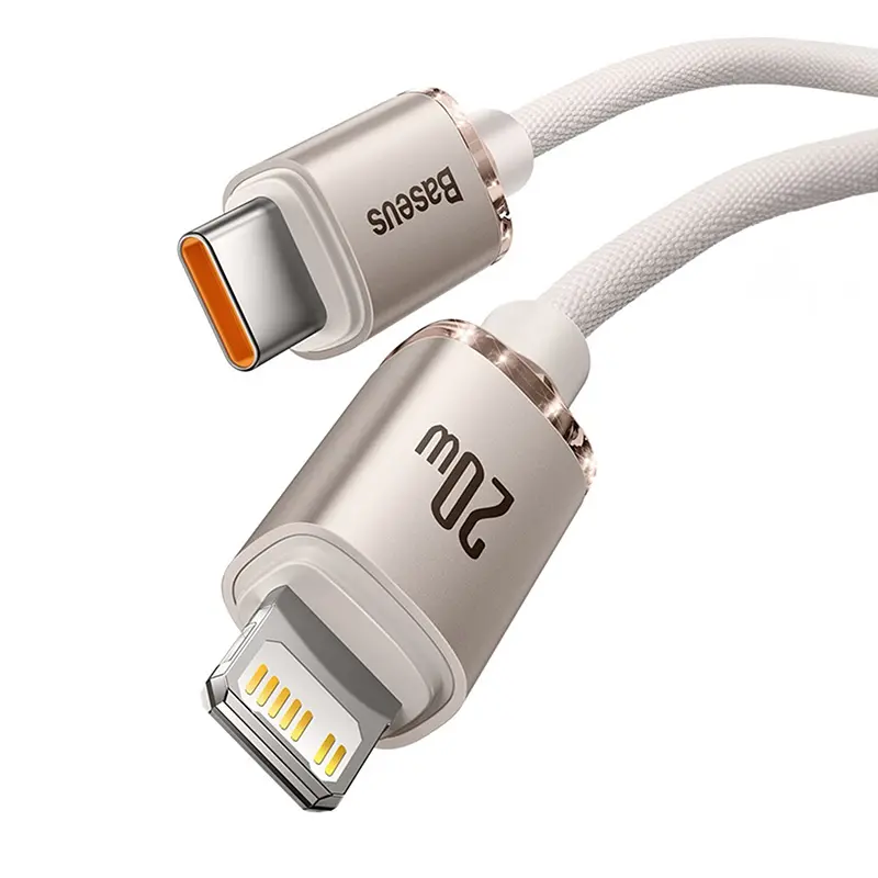 Kabel Baseus USB-C do Lightning Crystal Shine 20W 1,2m Różowy