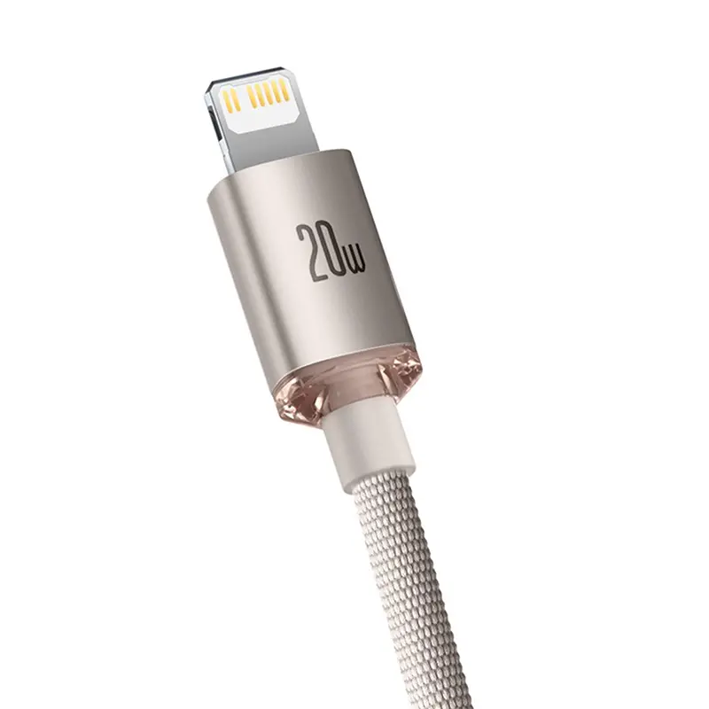 Kabel Baseus USB-C do Lightning Crystal Shine 20W 1,2m Różowy