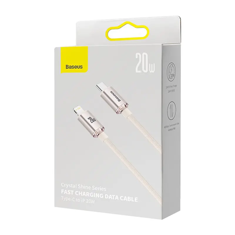 Kabel Baseus USB-C do Lightning Crystal Shine 20W 1,2m Różowy