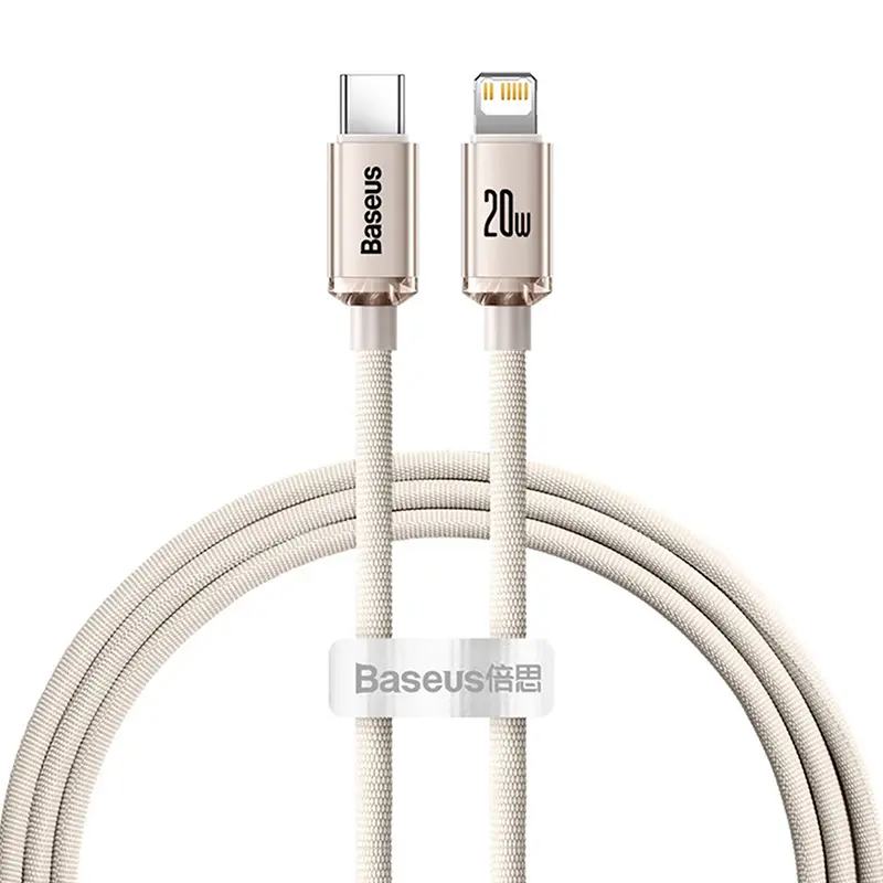 Kabel Baseus USB-C do Lightning Crystal Shine 20W 1,2m Różowy