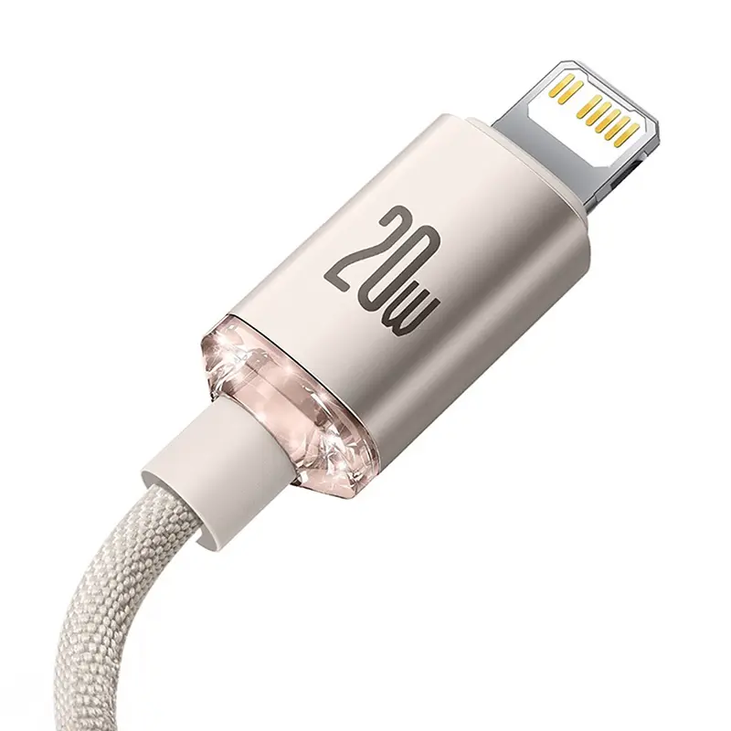 Kabel Baseus USB-C do Lightning Crystal Shine 20W 1,2m Różowy