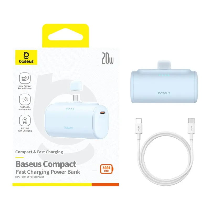 Powerbank Baseus P10068306313-00 Compact 5000mAh PD 20W USB-C Niebieski