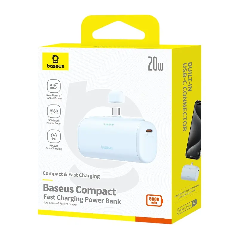 Powerbank Baseus P10068306313-00 Compact 5000mAh PD 20W USB-C Niebieski