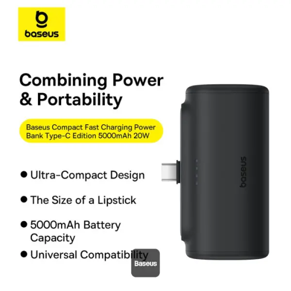 Powerbank Baseus P10068306313-00 Compact 5000mAh PD 20W USB-C Niebieski