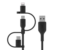 Belkin BoostCharge USB-A do lightning+MicroUSB+USB-C 1m Czarny