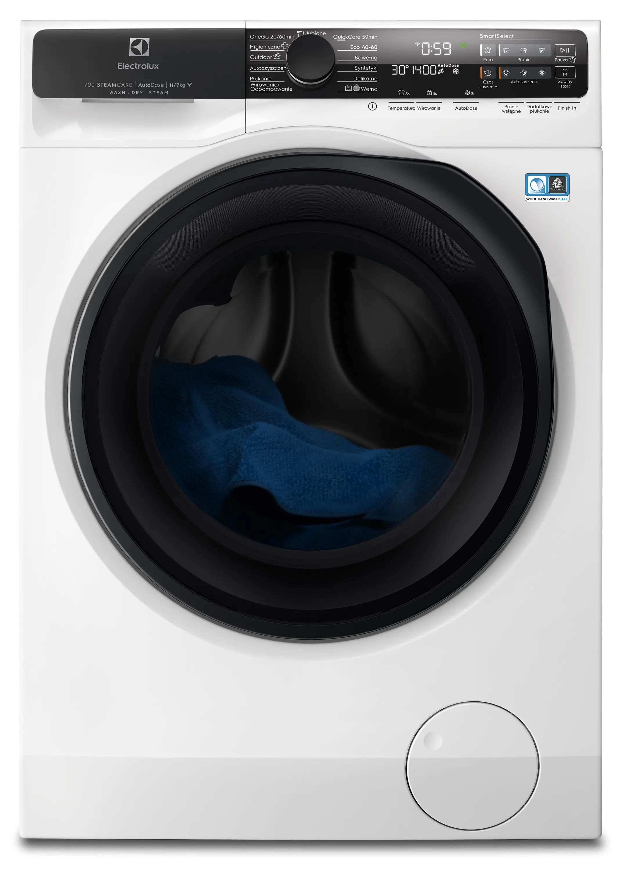 Electrolux 700 SteamCare EW7W5607AP 63,1cm 11kg/7kg Funkcje AI Zdalne sterowanie