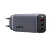 Ładowarka sieciowa Aukey Power Delivery 2x USB-C USB-A QC GaN 67W Szary