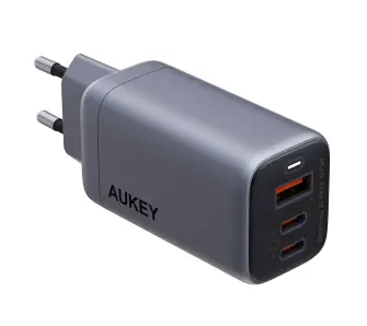 Ładowarka sieciowa Aukey Power Delivery 2x USB-C USB-A QC GaN 67W Szary